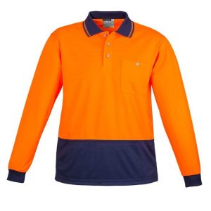 UNISEX HI VIS BASIC SPLICED POLO - LONG SLEEVE