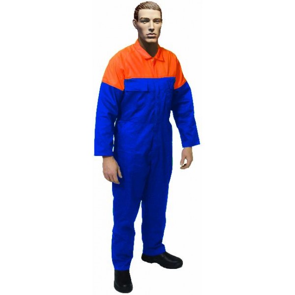 OVERALL POLY COTTON CONTRAST ZIP FRONT CDZPC